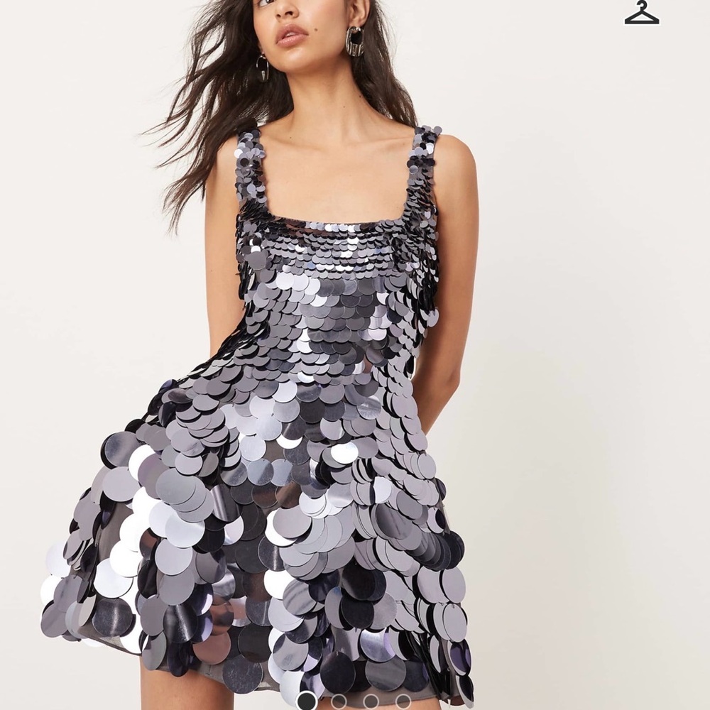 ASOS Silver Sequin Mini Dress